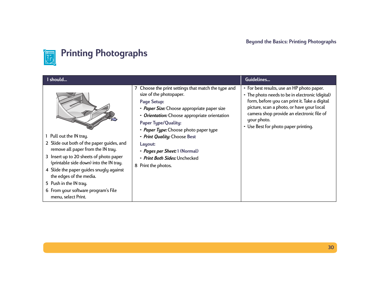 Printing photographs | HP Deskjet 990cxi Printer User Manual | Page 30 / 85
