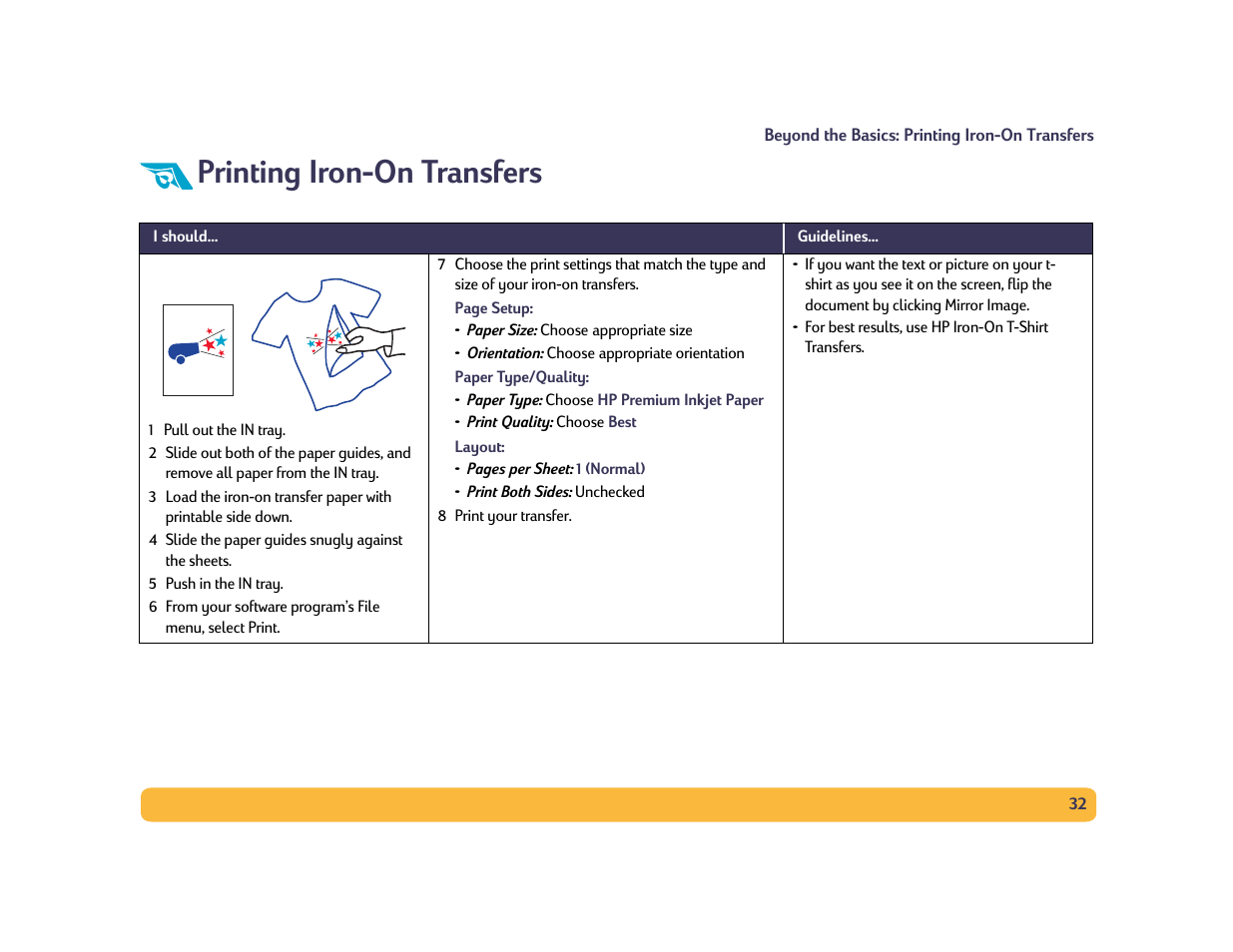 Printing iron-on transfers | HP Deskjet 990cxi Printer User Manual | Page 32 / 85