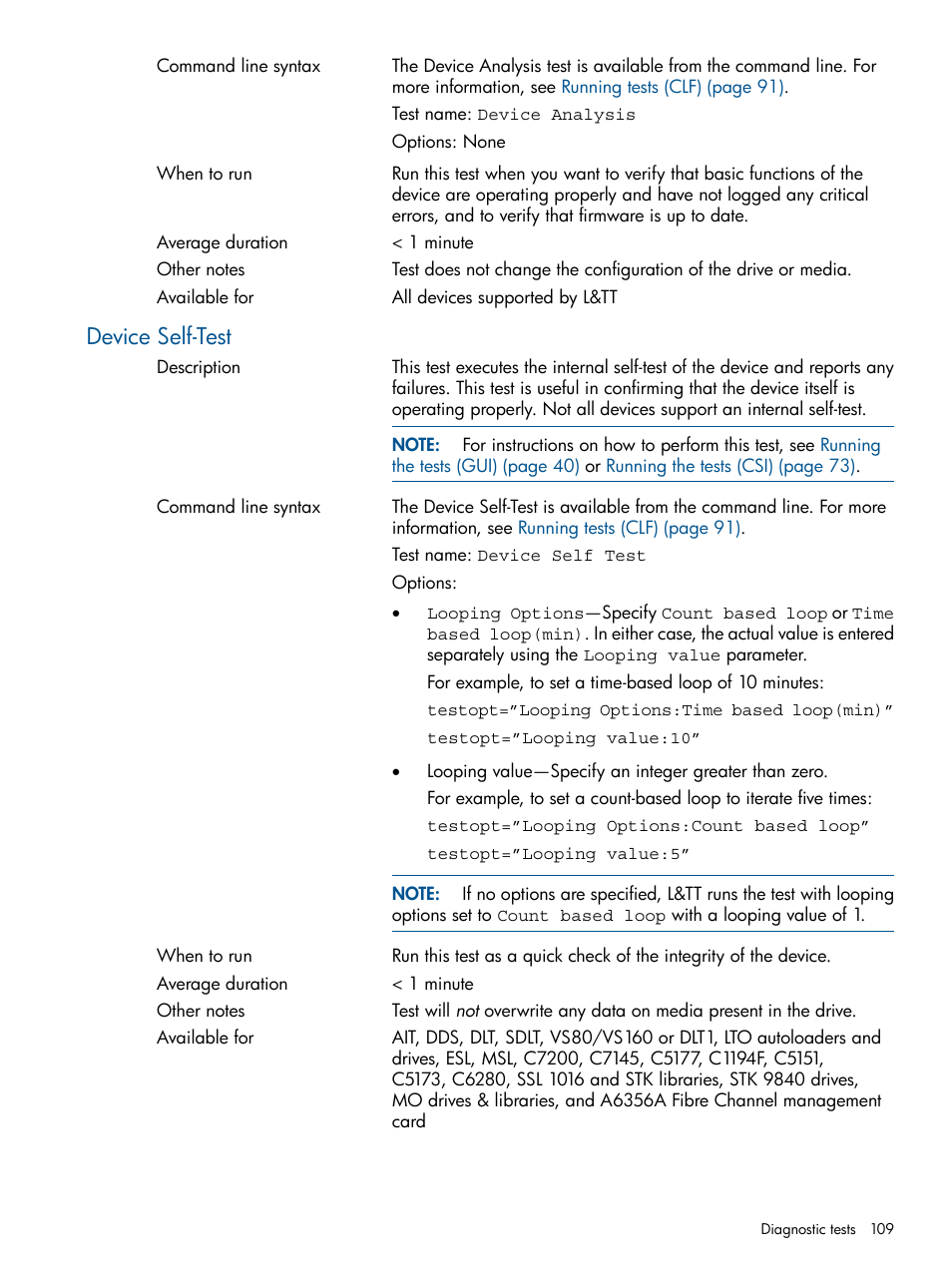 Device self-test | HP StoreEver TapeAssure Software User Manual | Page 109 / 213