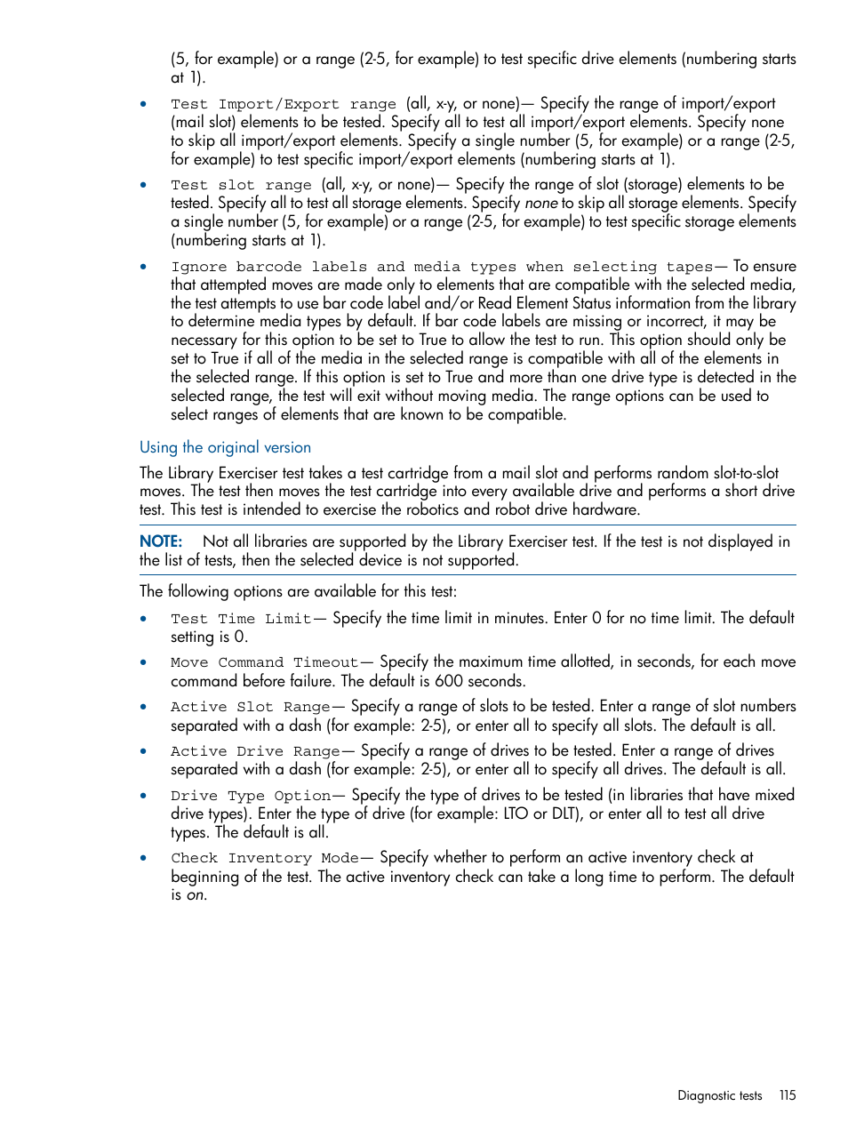 Using the original version | HP StoreEver TapeAssure Software User Manual | Page 115 / 213