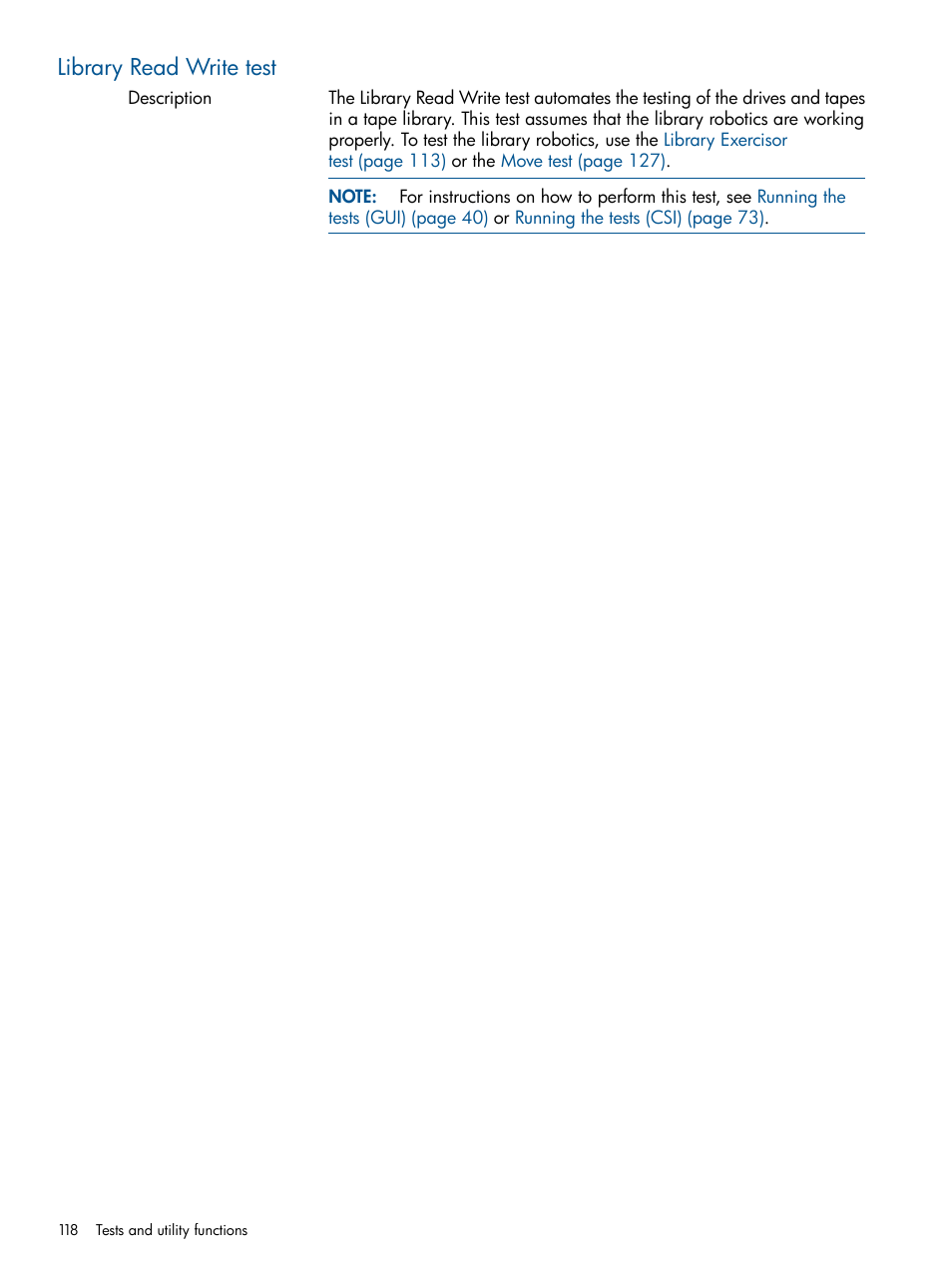 Library read write test | HP StoreEver TapeAssure Software User Manual | Page 118 / 213