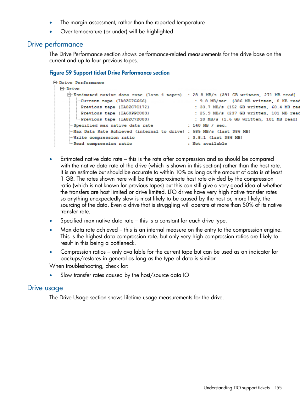 Drive performance, Drive usage, Drive performance drive usage | HP StoreEver TapeAssure Software User Manual | Page 155 / 213