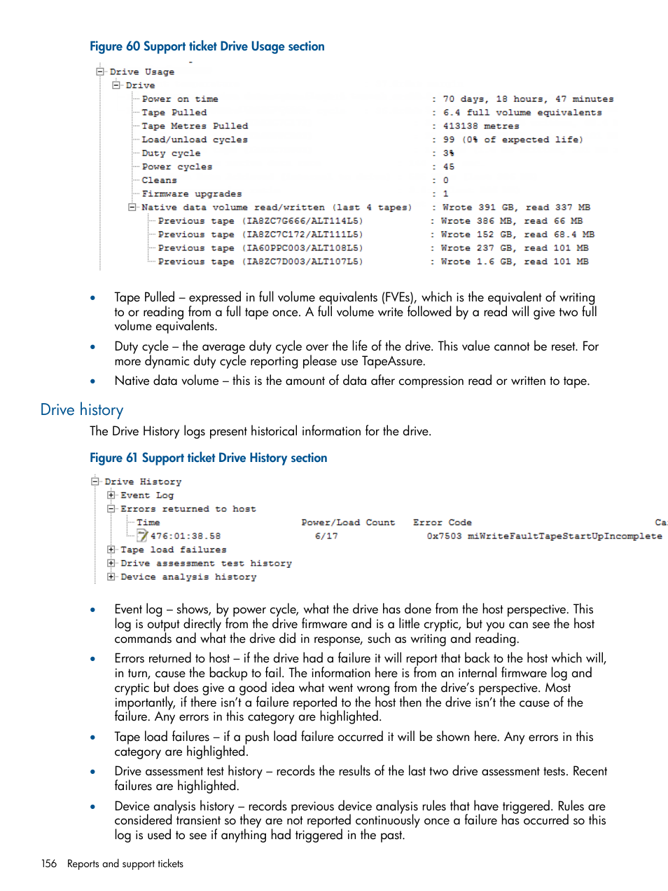 Drive history | HP StoreEver TapeAssure Software User Manual | Page 156 / 213