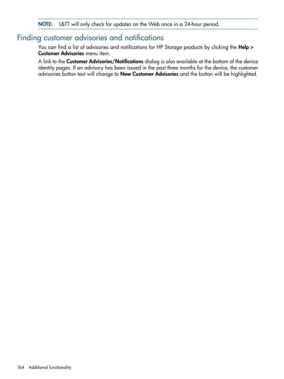 Finding customer advisories and notifications | HP StoreEver TapeAssure Software User Manual | Page 164 / 213