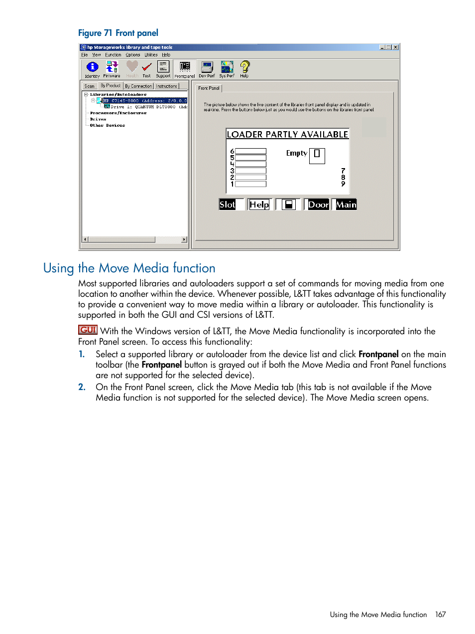 Using the move media function | HP StoreEver TapeAssure Software User Manual | Page 167 / 213