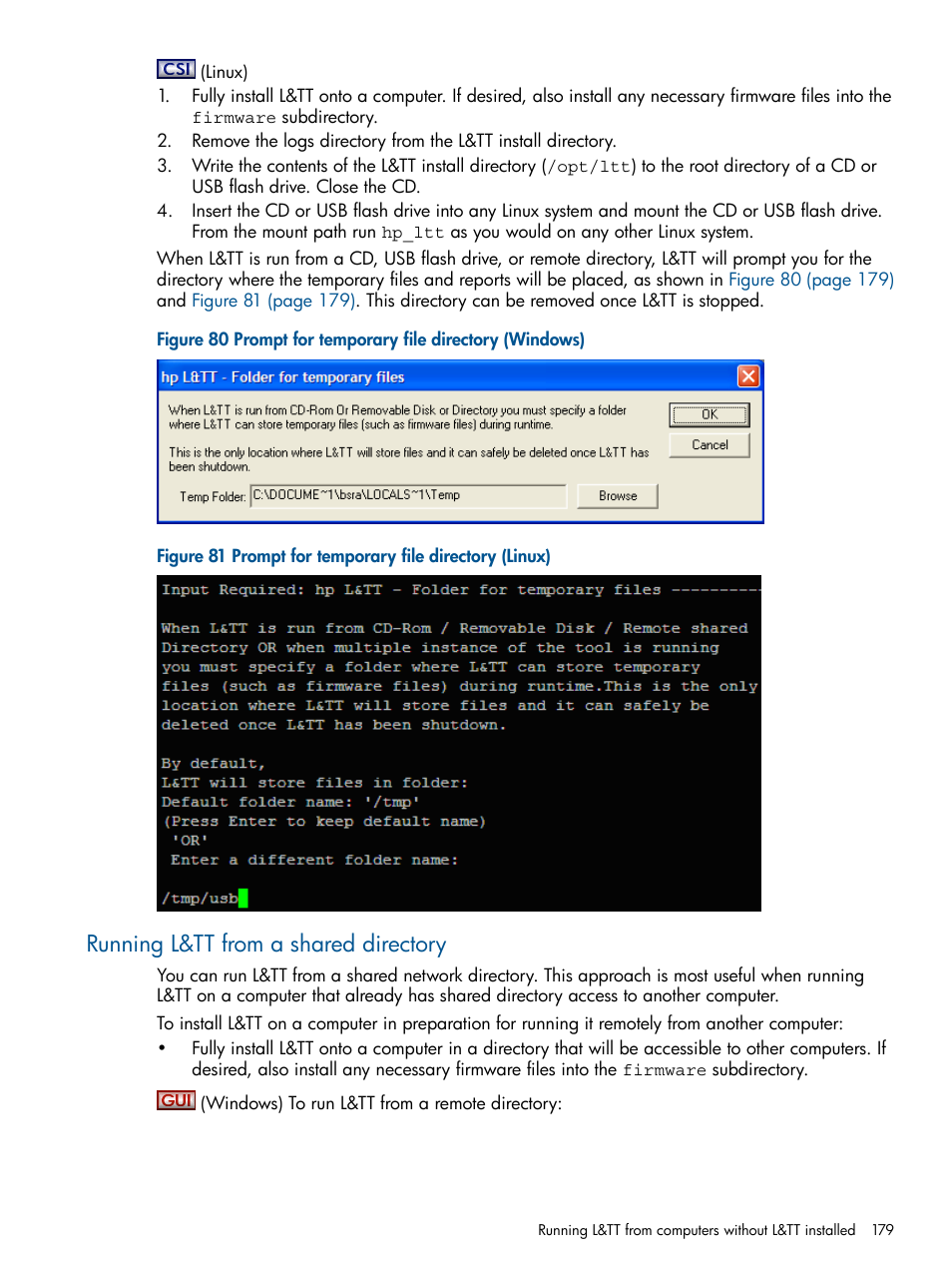 Running l&tt from a shared directory | HP StoreEver TapeAssure Software User Manual | Page 179 / 213