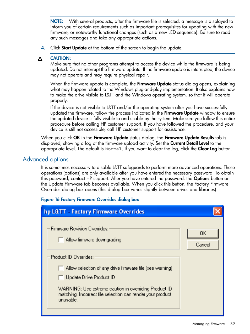 Advanced options | HP StoreEver TapeAssure Software User Manual | Page 39 / 213