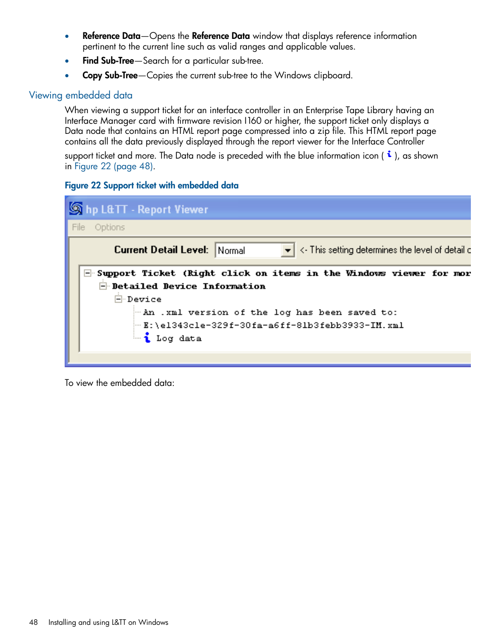 Viewing embedded data | HP StoreEver TapeAssure Software User Manual | Page 48 / 213