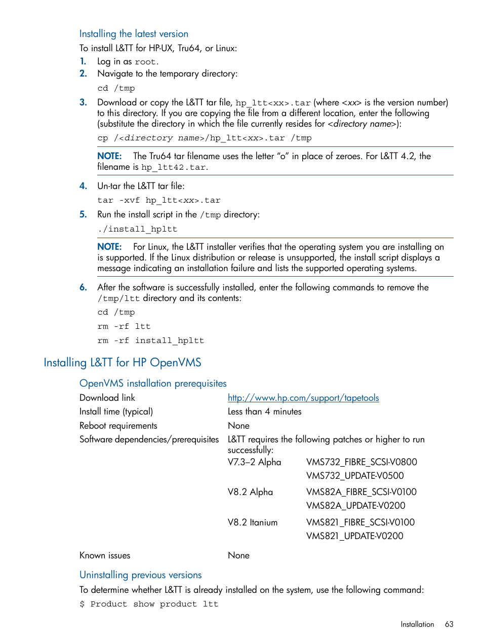 Installing l&tt for hp openvms | HP StoreEver TapeAssure Software User Manual | Page 63 / 213