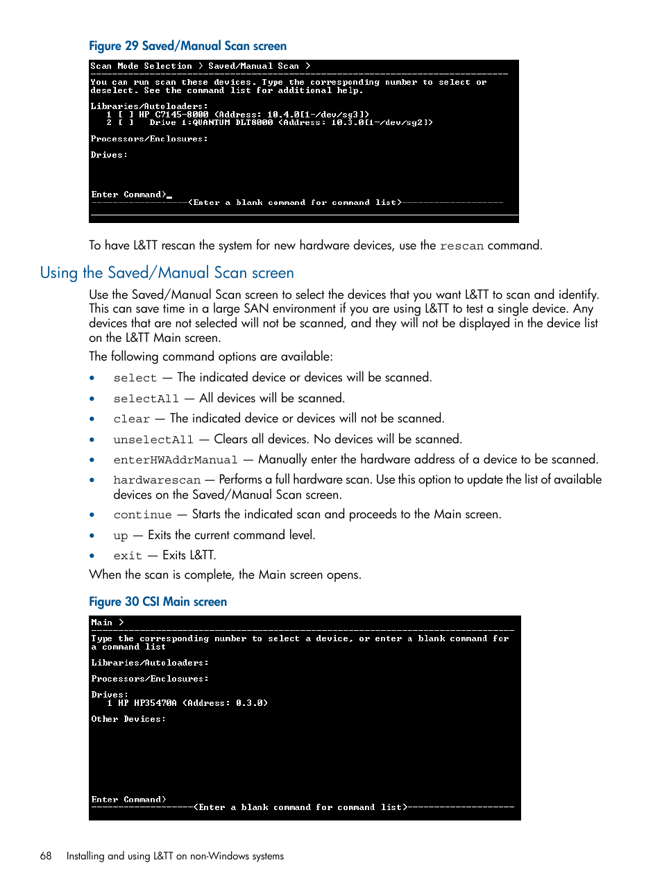 Using the saved/manual scan screen | HP StoreEver TapeAssure Software User Manual | Page 68 / 213