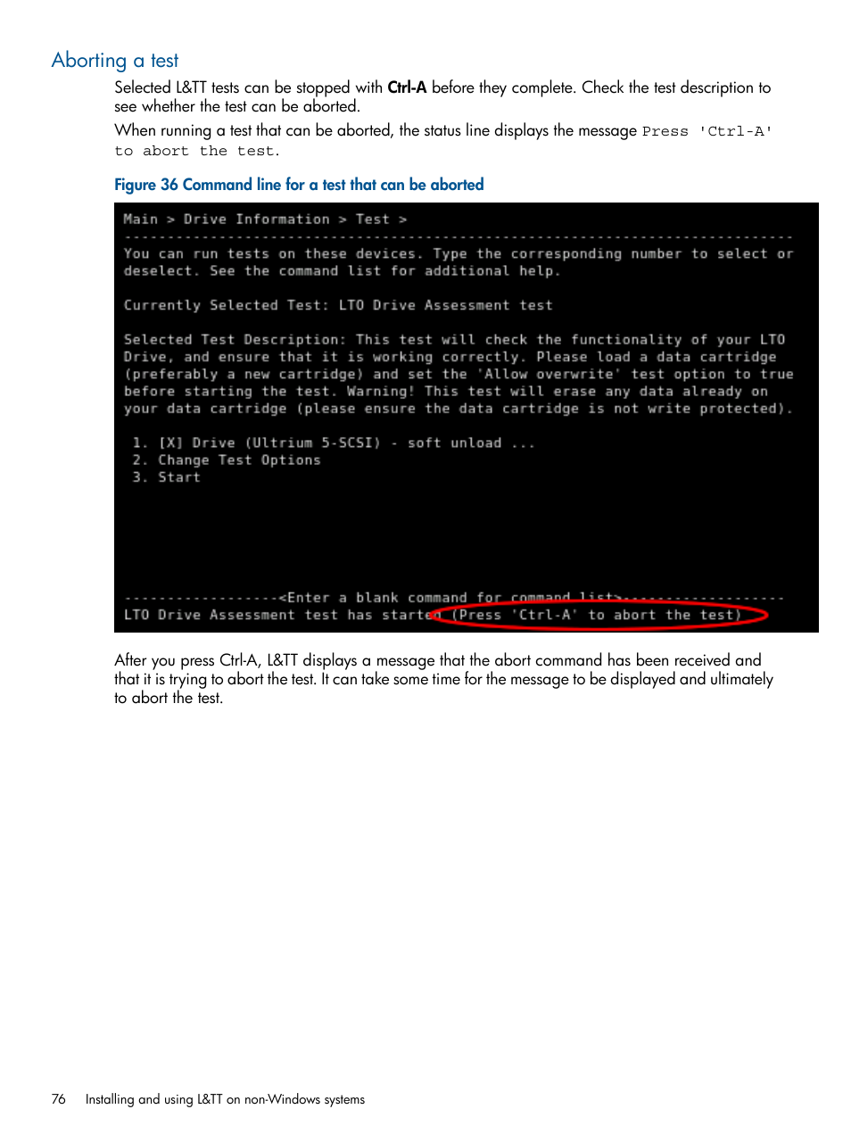 Aborting a test | HP StoreEver TapeAssure Software User Manual | Page 76 / 213