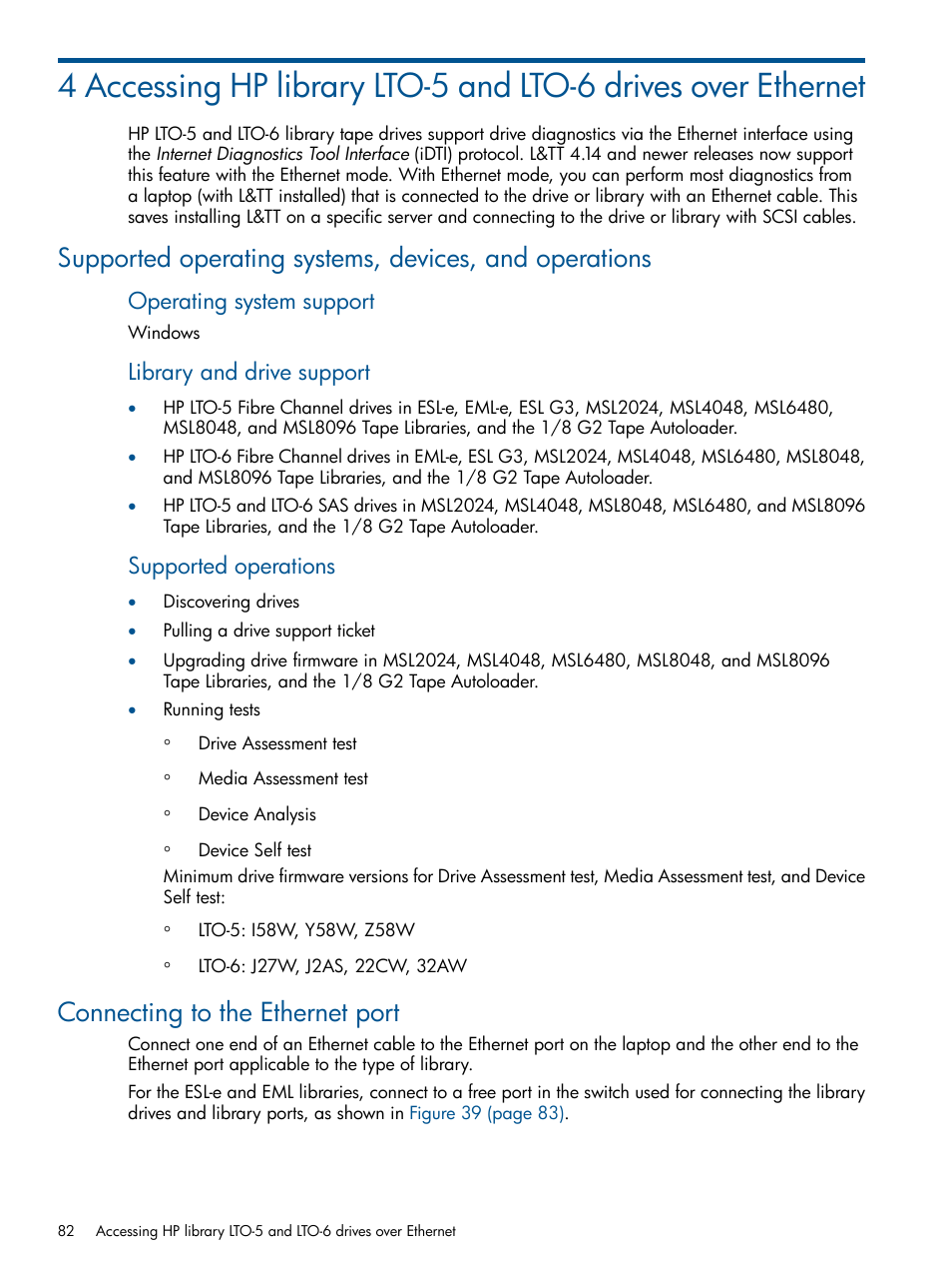 Connecting to the ethernet port | HP StoreEver TapeAssure Software User Manual | Page 82 / 213