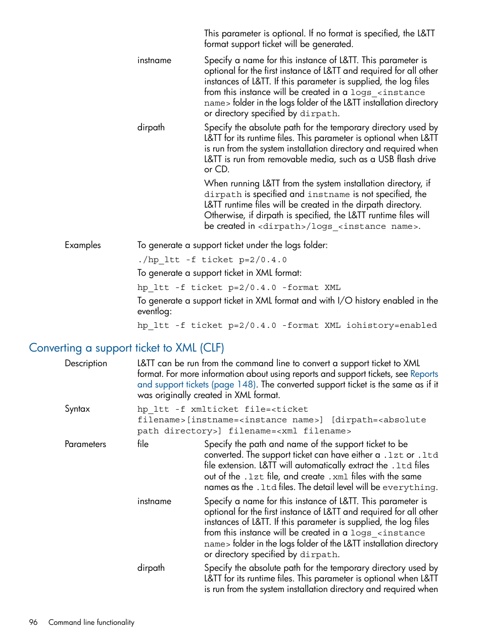 Converting a support ticket to xml (clf), Converting a support ticket to xml | HP StoreEver TapeAssure Software User Manual | Page 96 / 213