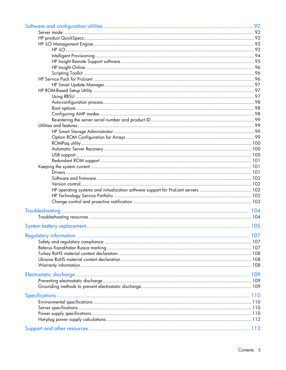 HP ProLiant ML350e Gen8 v2-Server User Manual | Page 5 / 129