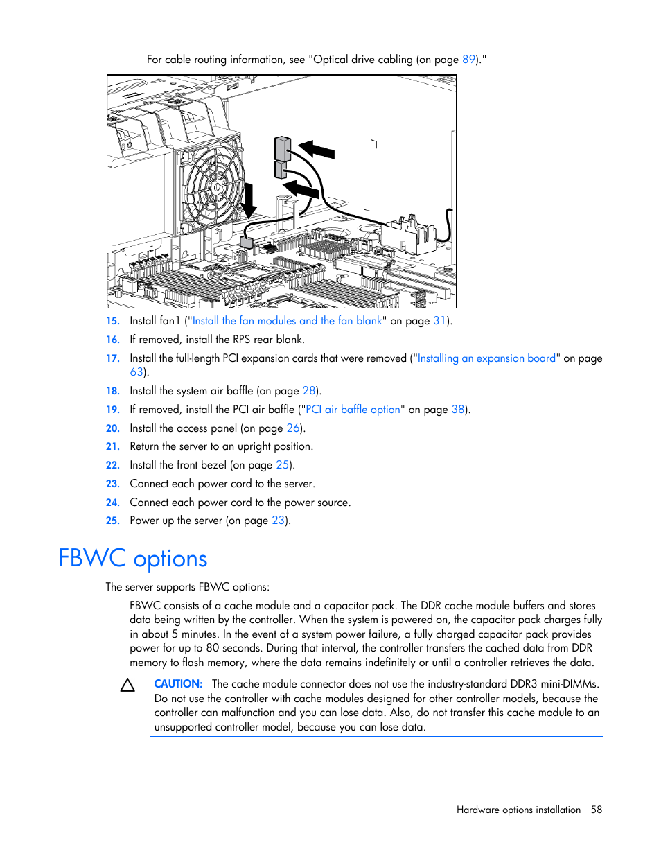 Fbwc options | HP ProLiant ML350e Gen8 v2-Server User Manual | Page 58 / 129