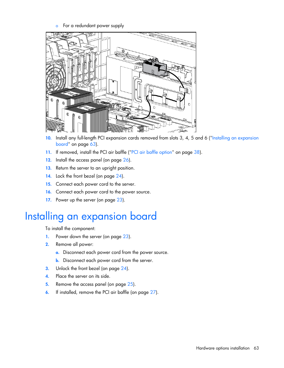 Installing an expansion board | HP ProLiant ML350e Gen8 v2-Server User Manual | Page 63 / 129