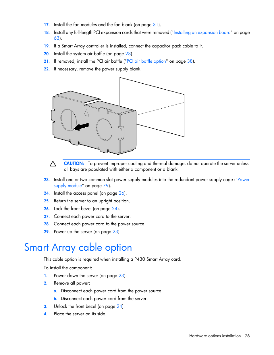 Smart array cable option | HP ProLiant ML350e Gen8 v2-Server User Manual | Page 76 / 129