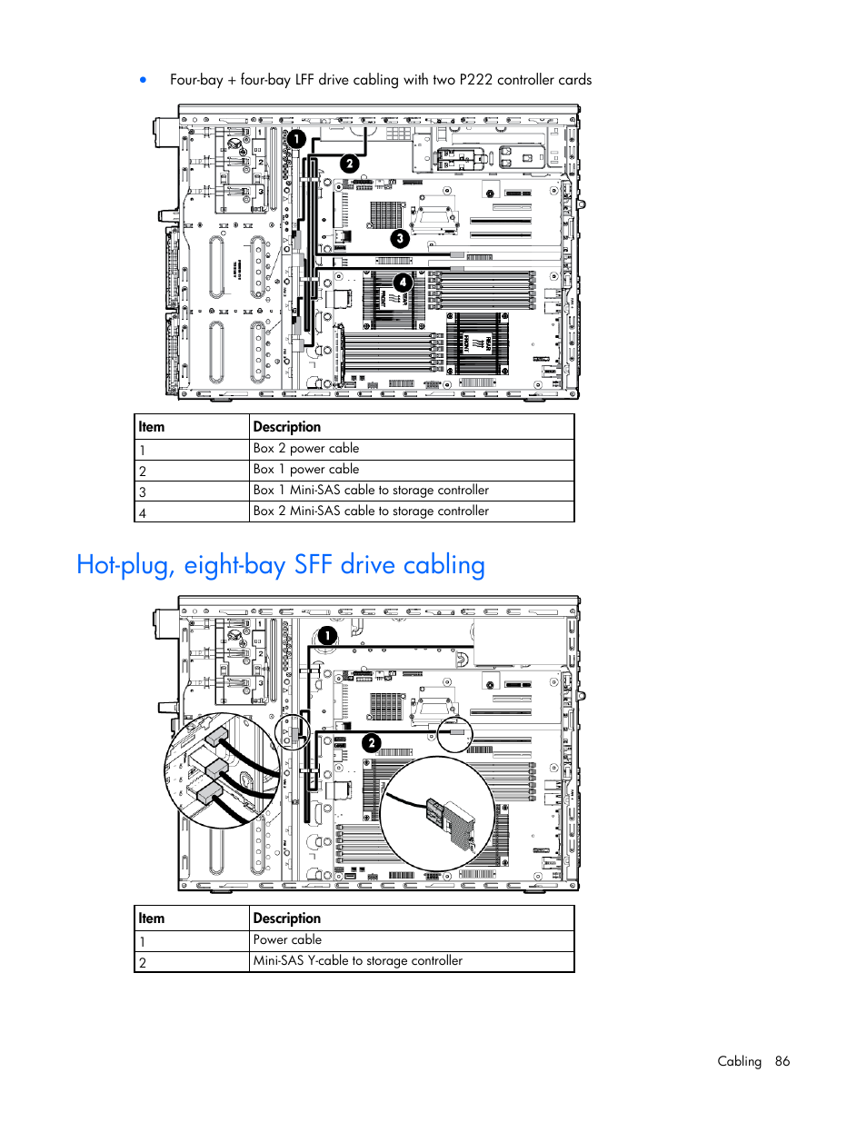 Hot-plug, eight-bay sff drive cabling | HP ProLiant ML350e Gen8 v2-Server User Manual | Page 86 / 129