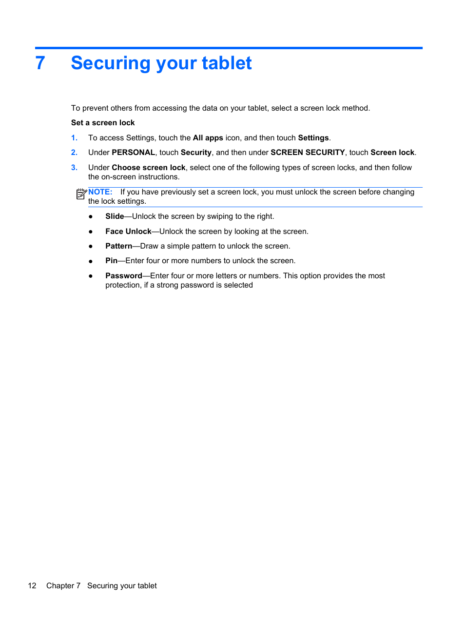 Securing your tablet, 7 securing your tablet, 7securing your tablet | HP 7 1800 Tablet User Manual | Page 16 / 19