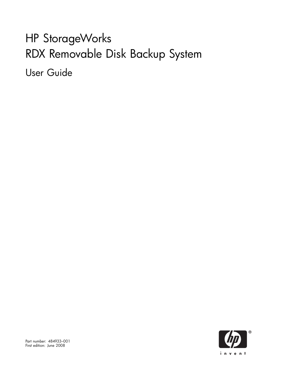 HP RDX Removable Disk Backup System User Manual | 38 pages