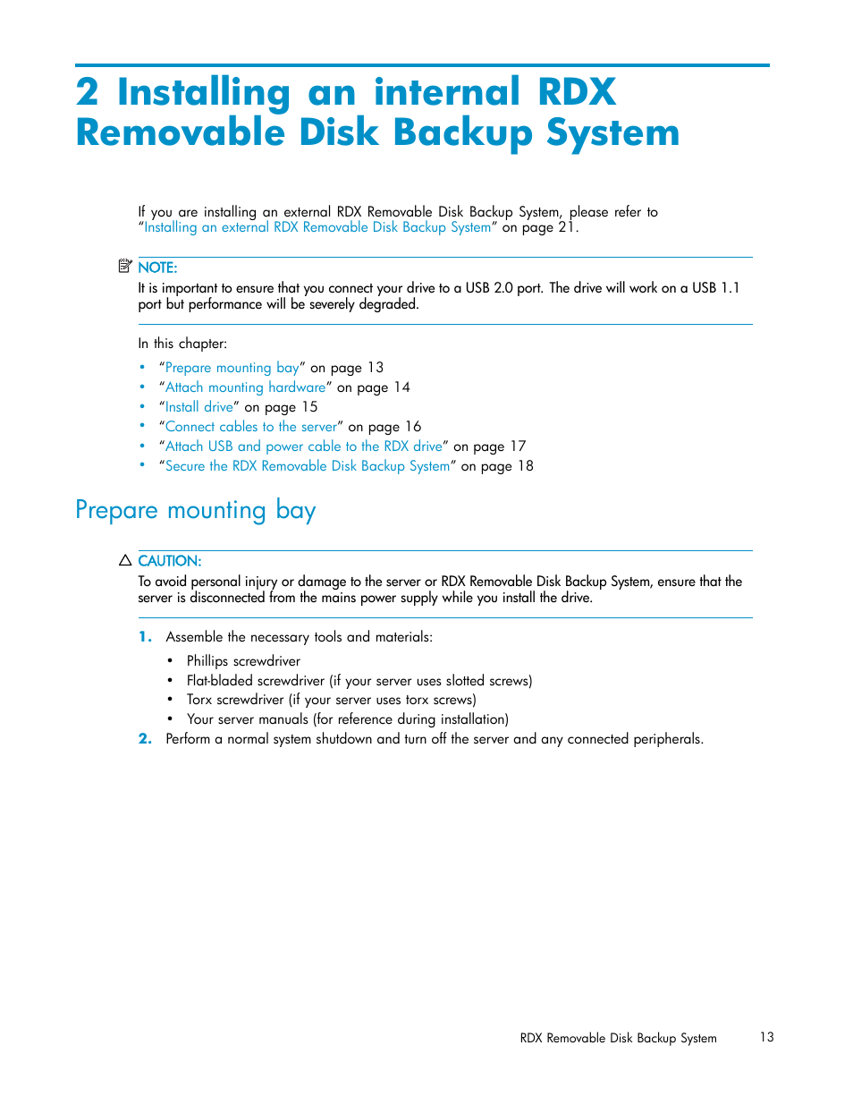 Prepare mounting bay | HP RDX Removable Disk Backup System User Manual | Page 13 / 38