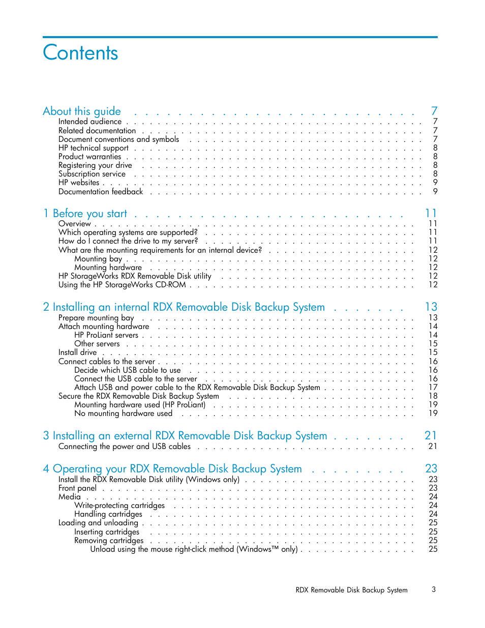 HP RDX Removable Disk Backup System User Manual | Page 3 / 38