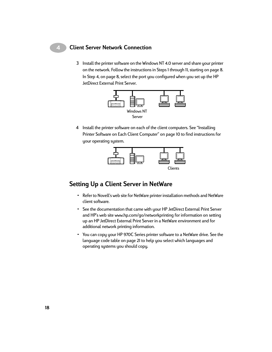 Setting up a client server in netware | HP Deskjet 970cxi Printer User Manual | Page 20 / 24