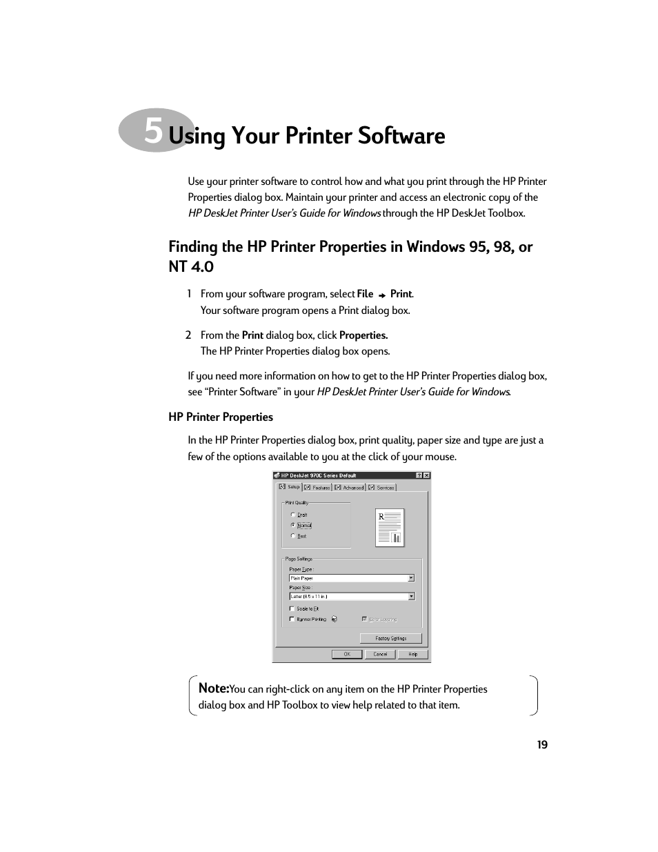 Using your printer software | HP Deskjet 970cxi Printer User Manual | Page 21 / 24