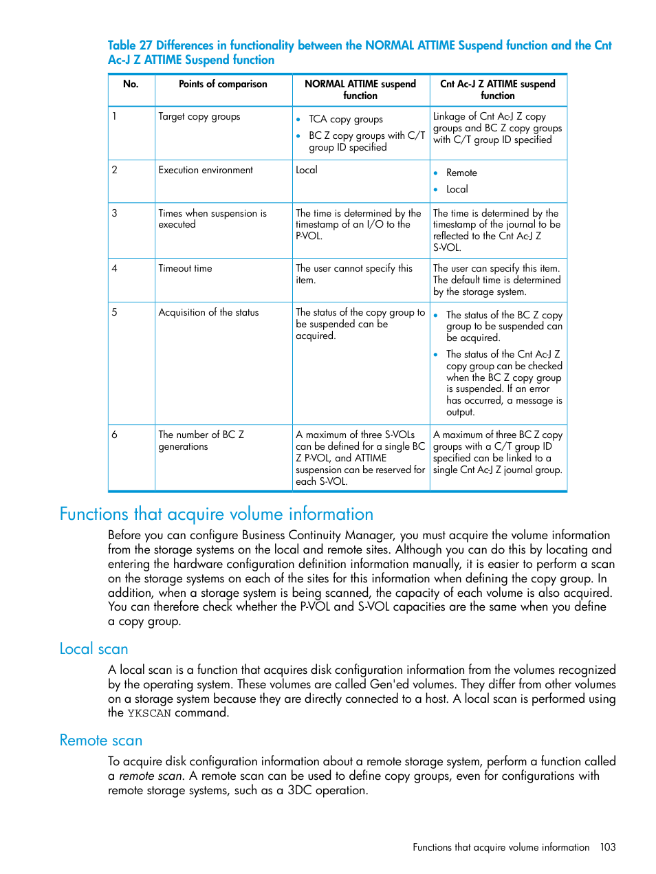 Functions that acquire volume information, Local scan, Remote scan | Local scan remote scan | HP XP P9500 Storage User Manual | Page 103 / 701