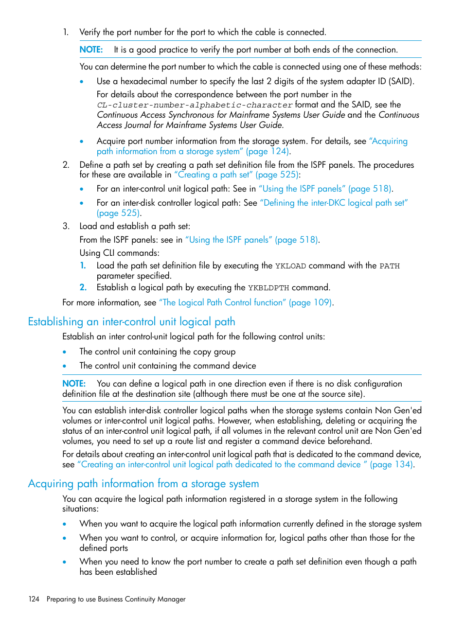 Establishing an inter-control unit logical path, Acquiring path information from a storage system | HP XP P9500 Storage User Manual | Page 124 / 701