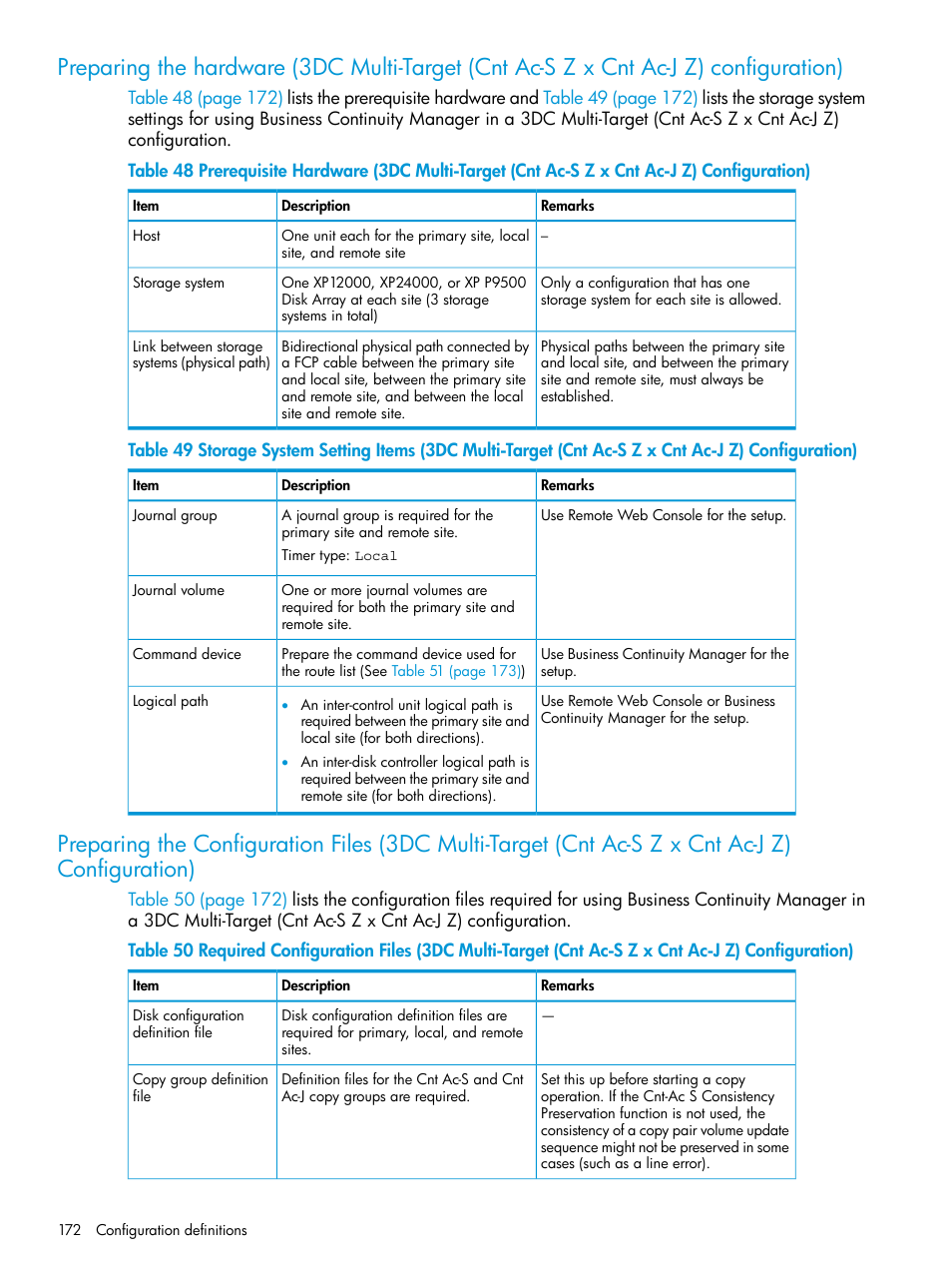 Preparing the hardware (3dc, Multi-target (cnt ac-s | HP XP P9500 Storage User Manual | Page 172 / 701