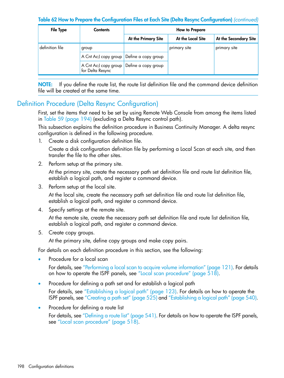 Definition procedure (delta resync configuration) | HP XP P9500 Storage User Manual | Page 198 / 701