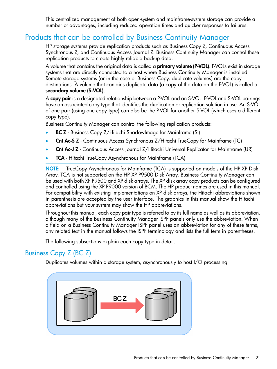 Business copy z (bc z) | HP XP P9500 Storage User Manual | Page 21 / 701