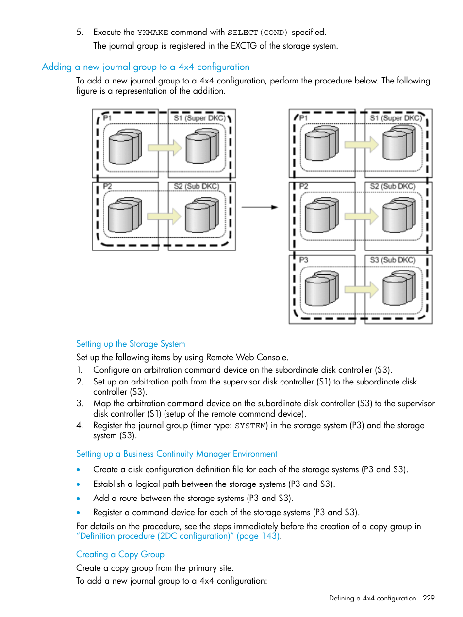 Adding a new journal group to a 4x4 configuration | HP XP P9500 Storage User Manual | Page 229 / 701