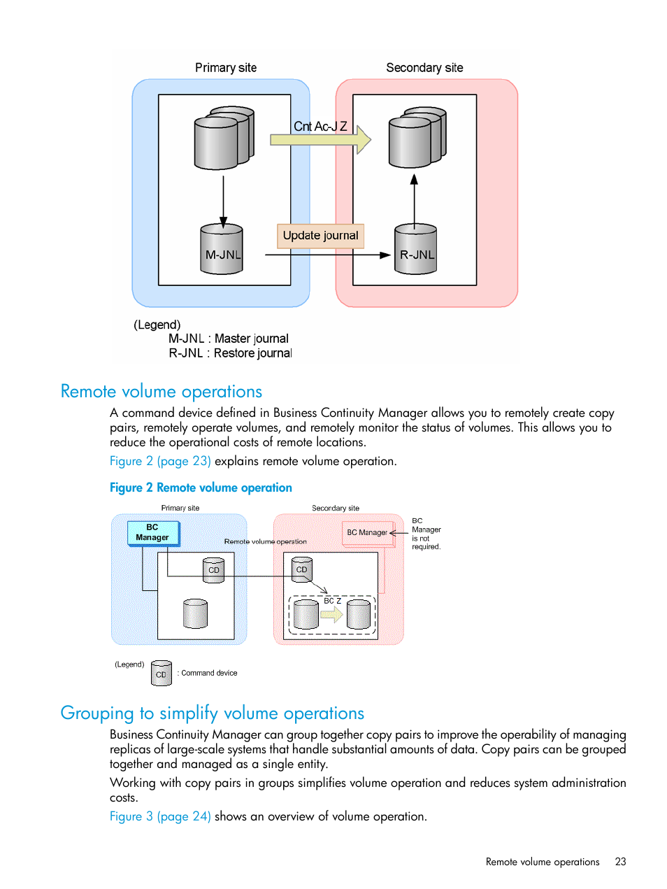 Remote volume operations, Grouping to simplify volume operations | HP XP P9500 Storage User Manual | Page 23 / 701