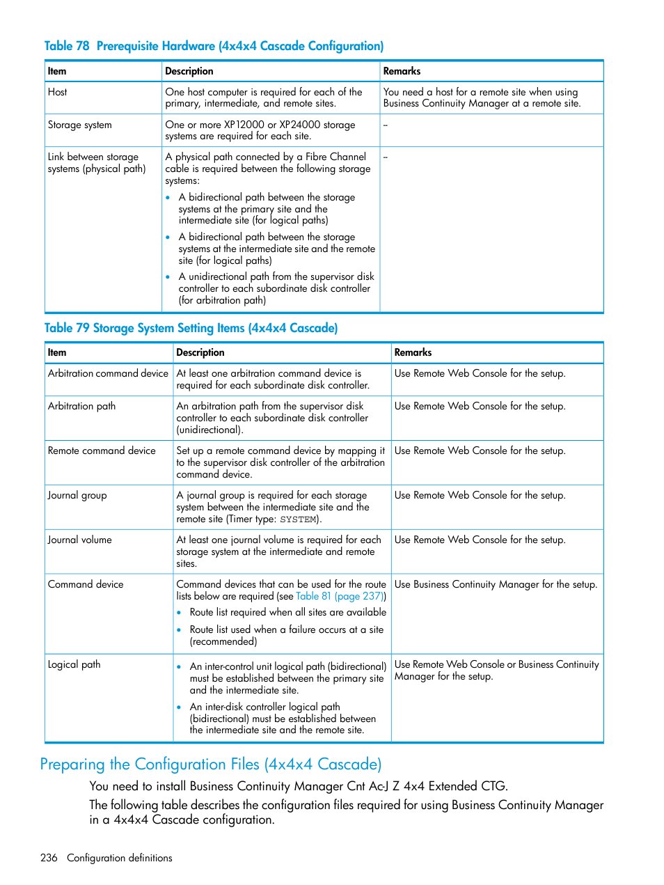 Preparing the configuration files (4x4x4 cascade) | HP XP P9500 Storage User Manual | Page 236 / 701