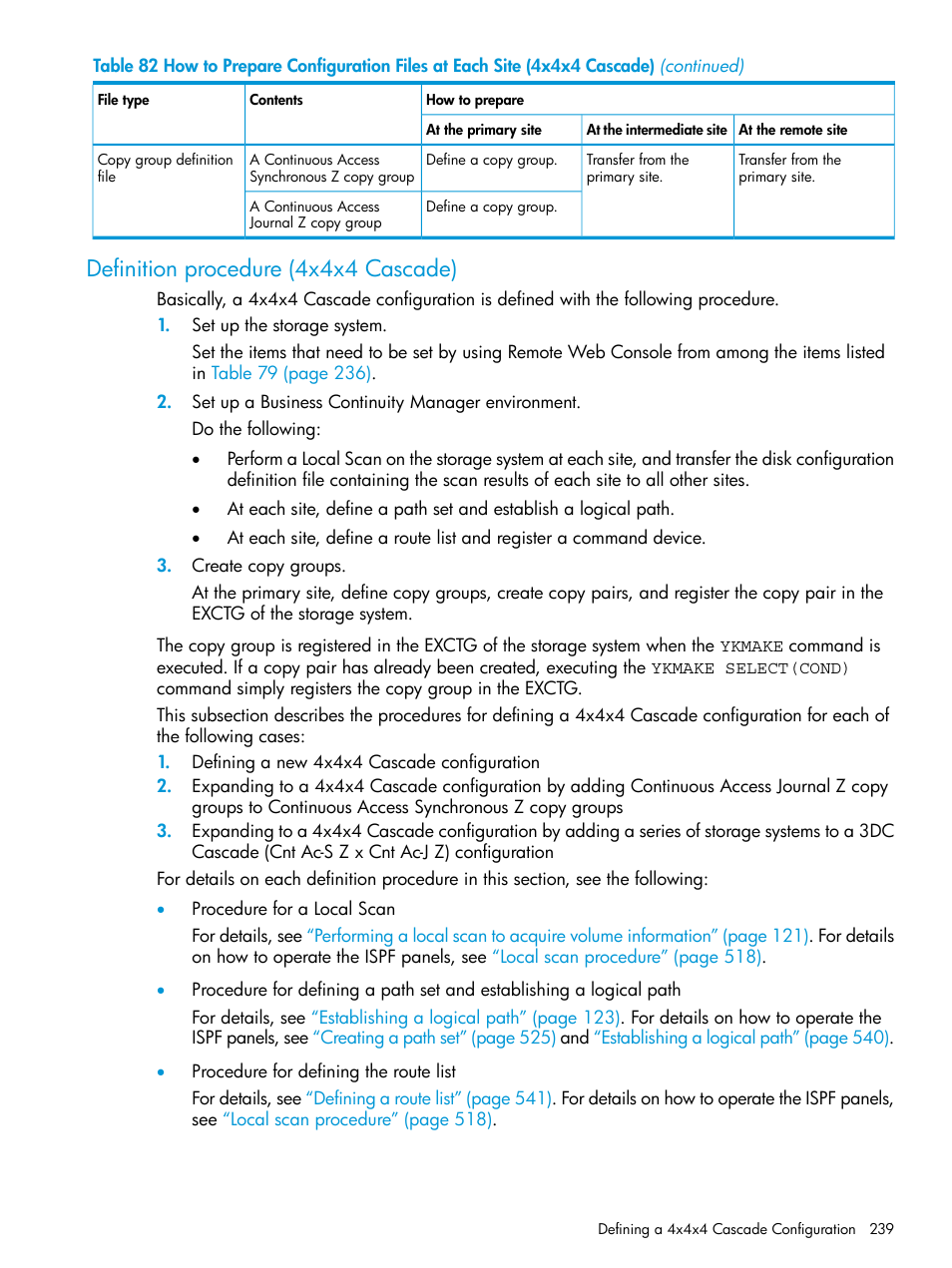 Definition procedure (4x4x4 cascade) | HP XP P9500 Storage User Manual | Page 239 / 701