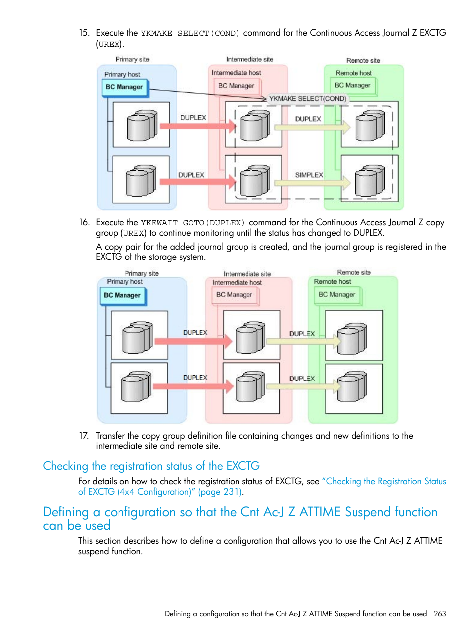 Checking the registration status of the exctg | HP XP P9500 Storage User Manual | Page 263 / 701