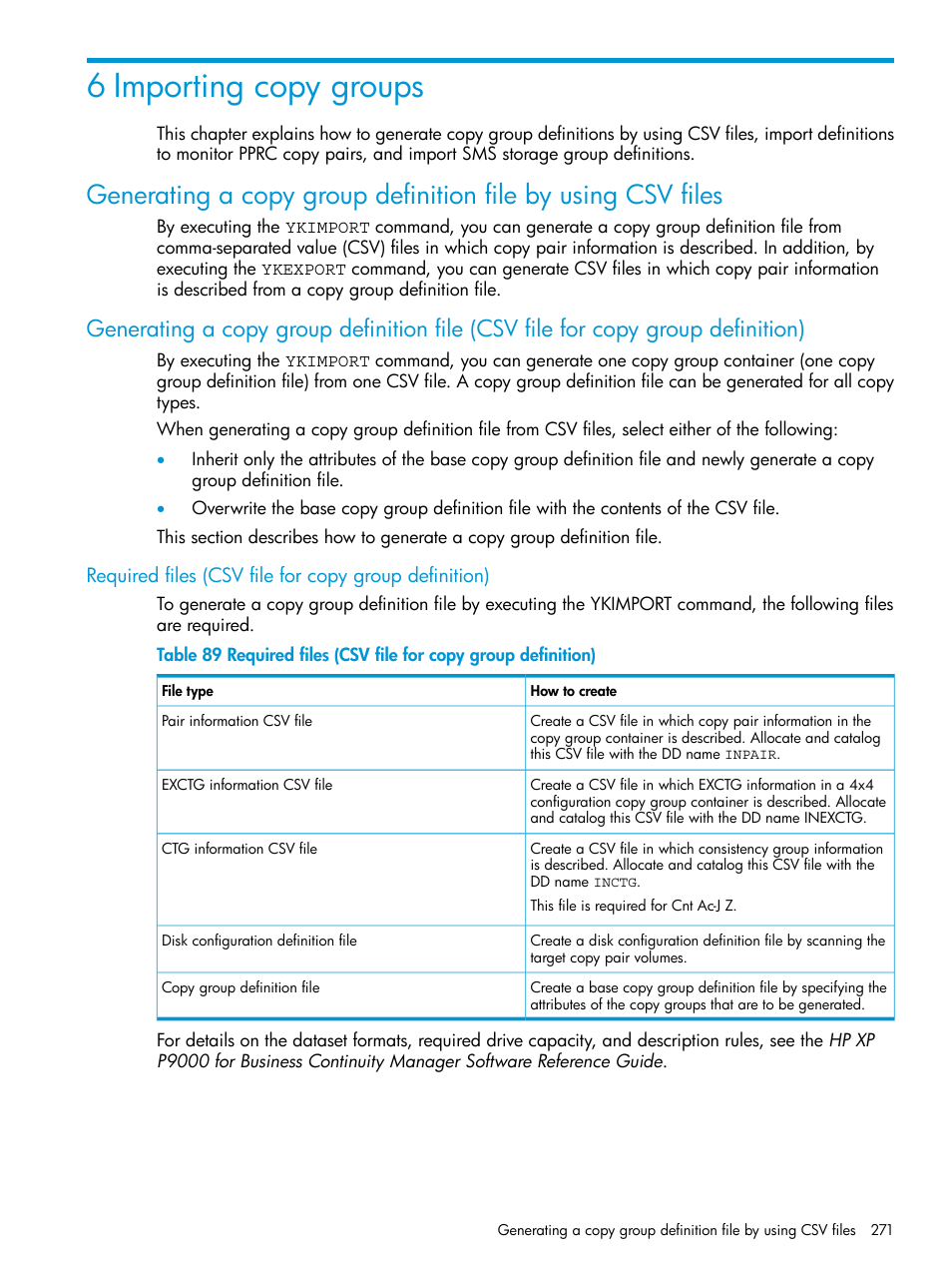 6 importing copy groups | HP XP P9500 Storage User Manual | Page 271 / 701