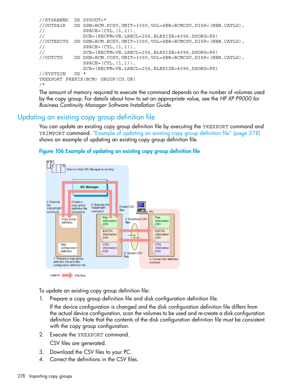 Updating an existing copy group definition file | HP XP P9500 Storage User Manual | Page 278 / 701