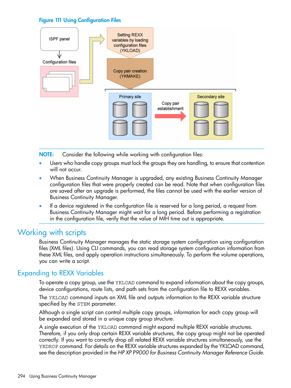 Working with scripts, Expanding to rexx variables | HP XP P9500 Storage User Manual | Page 294 / 701