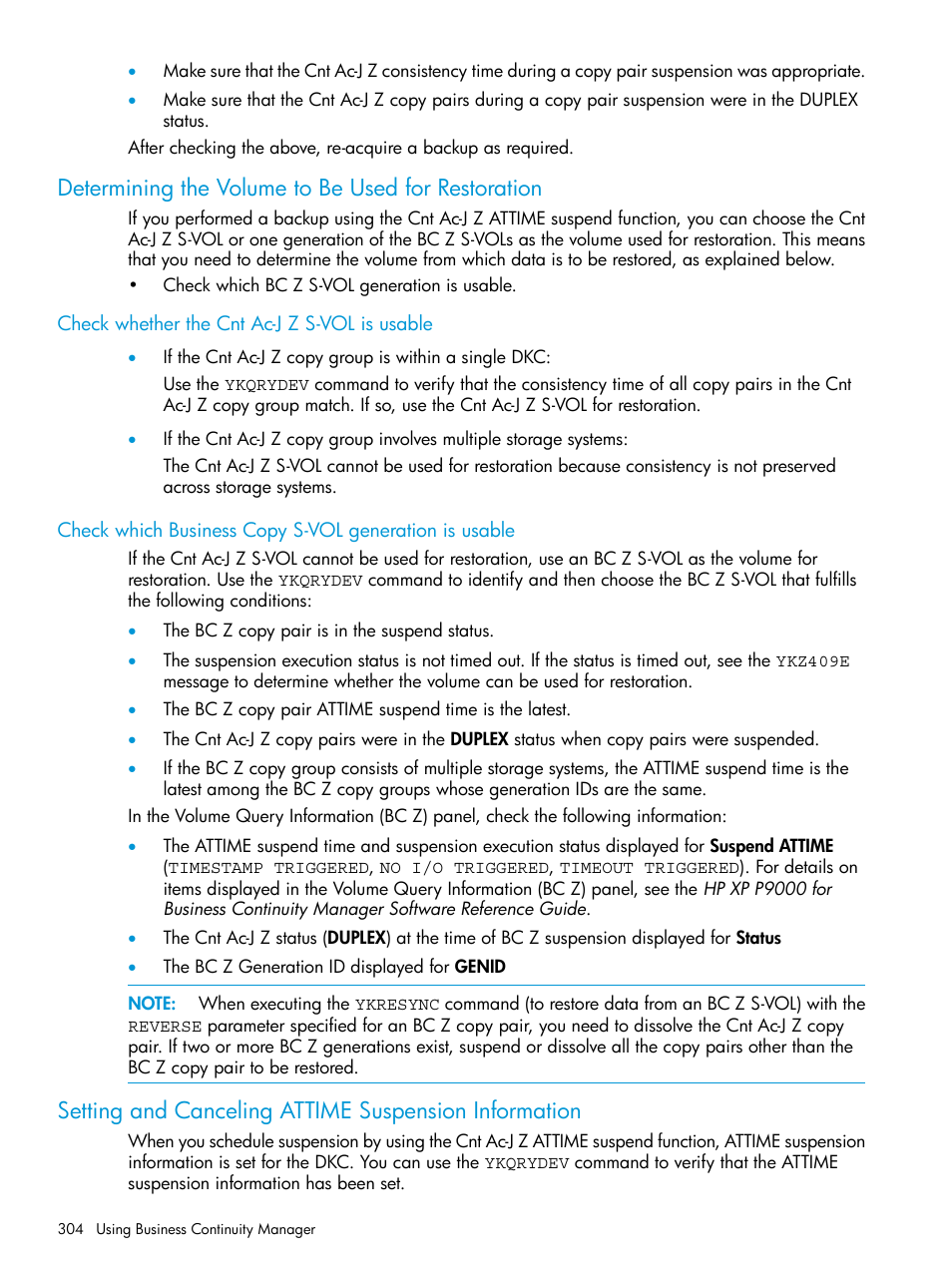 Determining the volume to be used for restoration, Check whether the cnt ac-j z s-vol is usable | HP XP P9500 Storage User Manual | Page 304 / 701