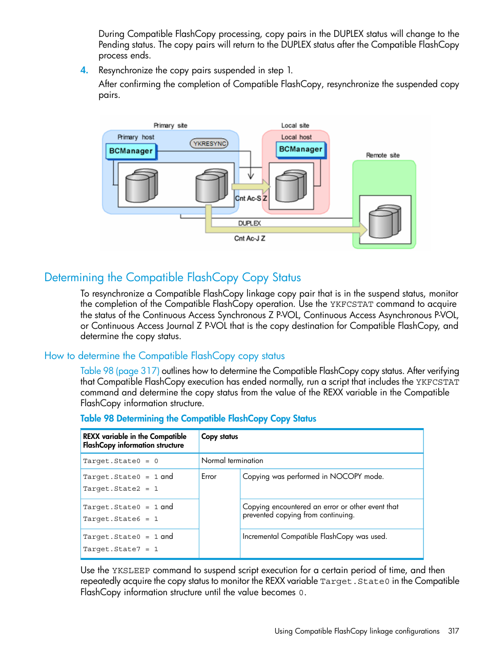 Determining the compatible flashcopy copy status | HP XP P9500 Storage User Manual | Page 317 / 701