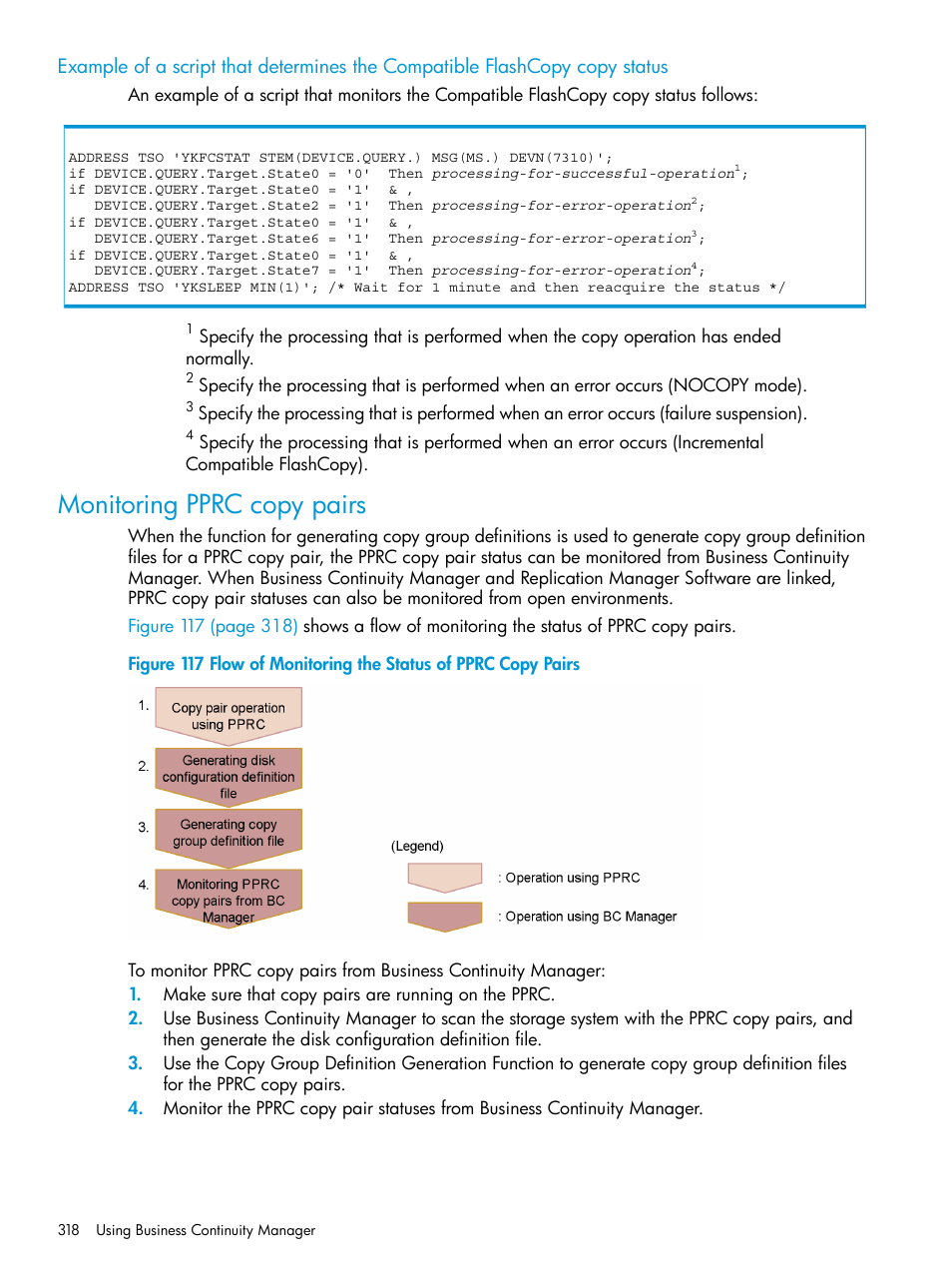 Monitoring pprc copy pairs | HP XP P9500 Storage User Manual | Page 318 / 701