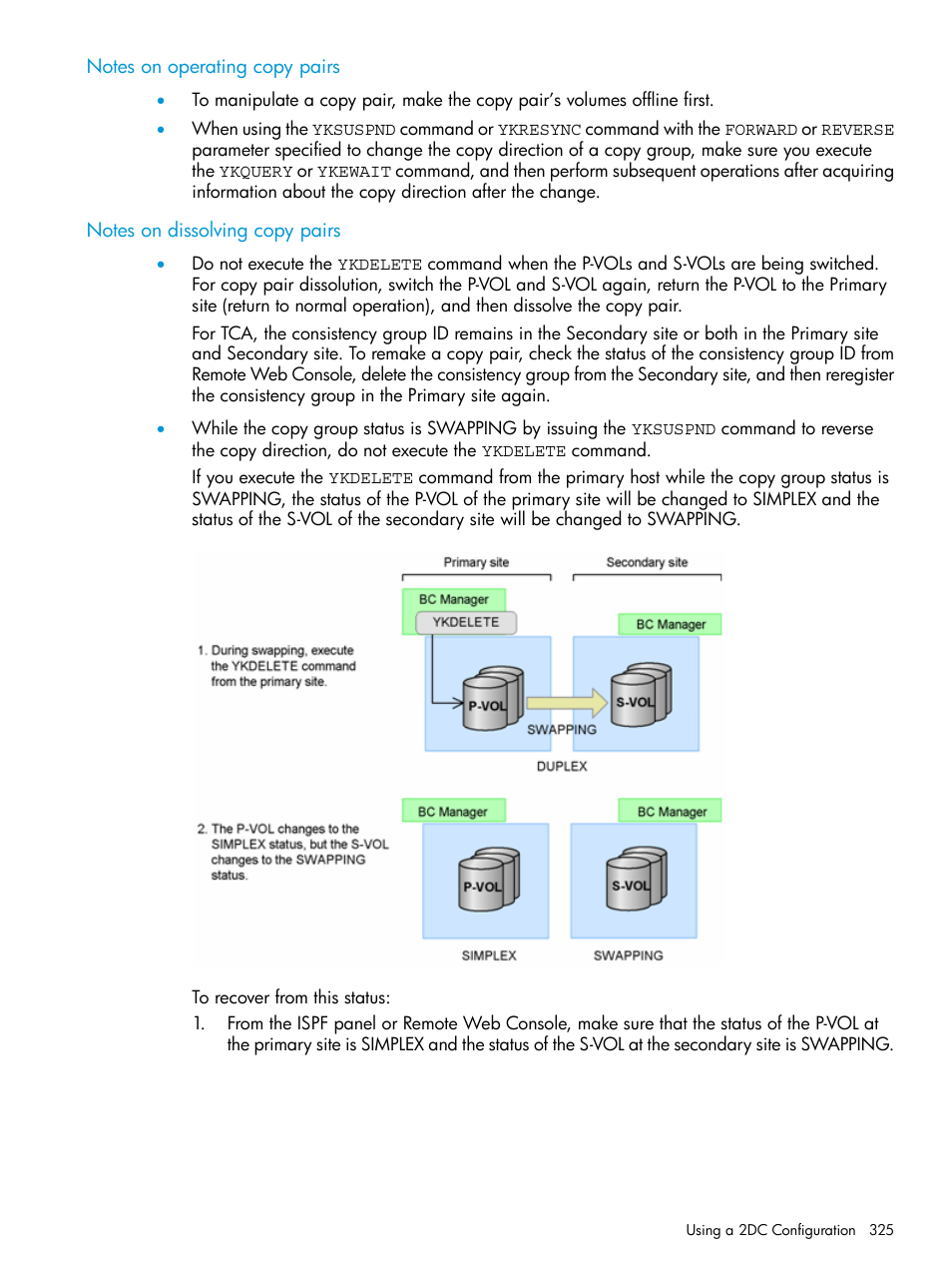 Notes on operating copy pairs, Notes on dissolving copy pairs | HP XP P9500 Storage User Manual | Page 325 / 701