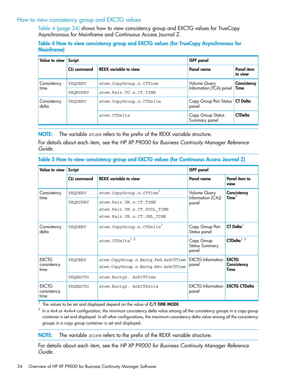 How to view consistency group and exctg values | HP XP P9500 Storage User Manual | Page 34 / 701