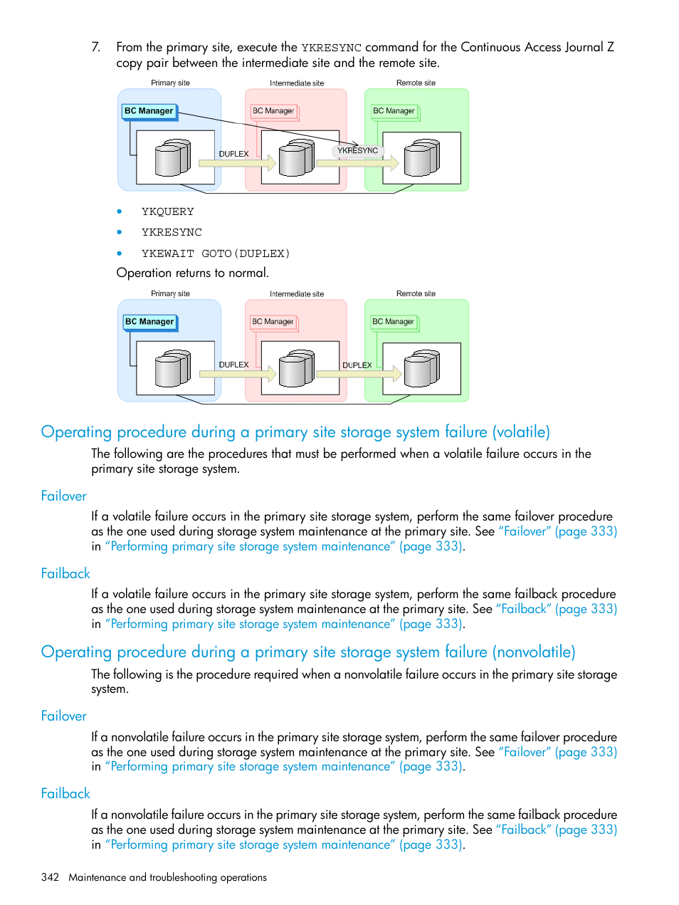 Failover, Failback, Failover failback | Operating procedure | HP XP P9500 Storage User Manual | Page 342 / 701