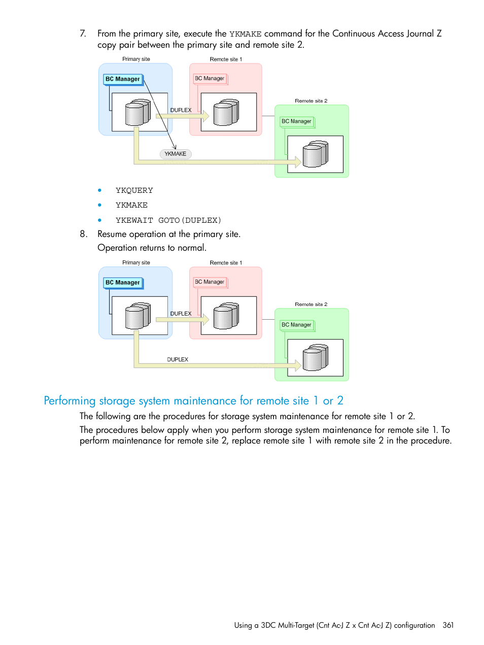 Performing storage system, Maintenance, For remote site | HP XP P9500 Storage User Manual | Page 361 / 701