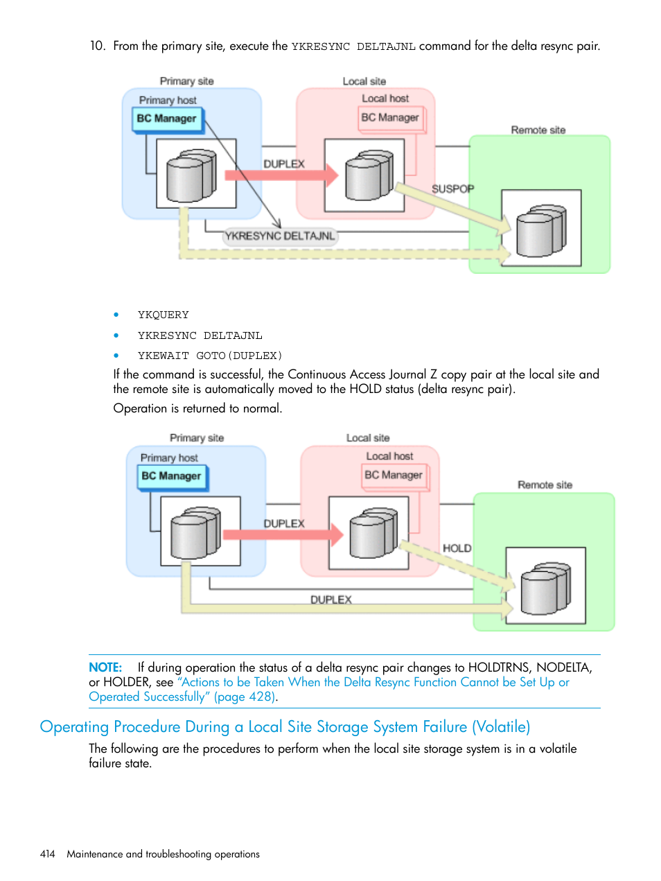 Operating procedure during a local site | HP XP P9500 Storage User Manual | Page 414 / 701