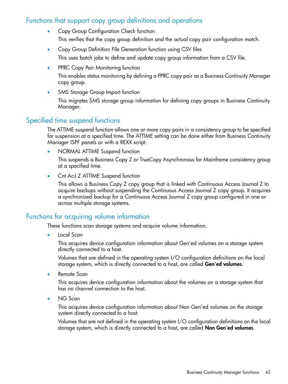 Specified time suspend functions, Functions for acquiring volume information | HP XP P9500 Storage User Manual | Page 43 / 701